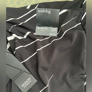 Alfani Plus Black and White Striped Wide Leg Pants